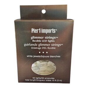 NEW Pier 1 Imports Glimmer Strings Flexible LED Light White Jewels 10' 50 Lights